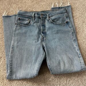 Levi’s 501 S Skinny Jean Raw Hem Light Wash Denim Size 27 Button Fly